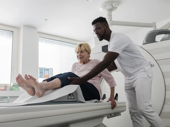 Dr assisting an older patient